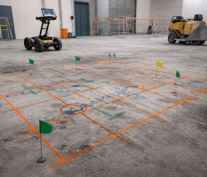 Construction site with utility mapping tools