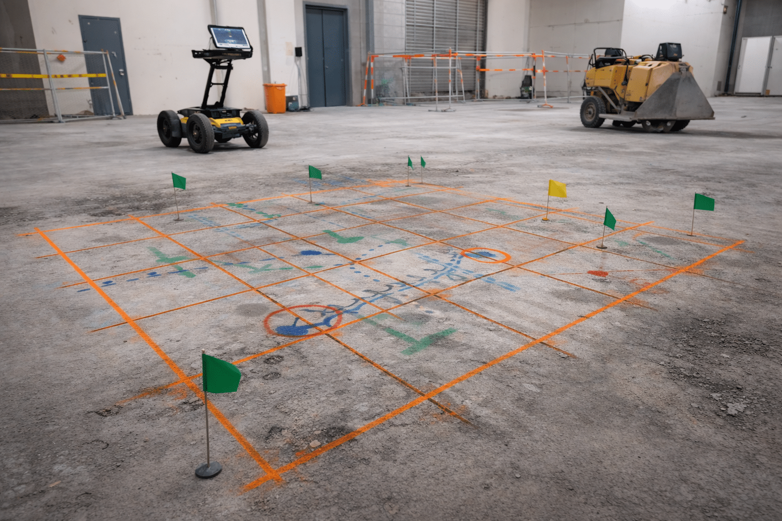 Construction site with utility mapping tools