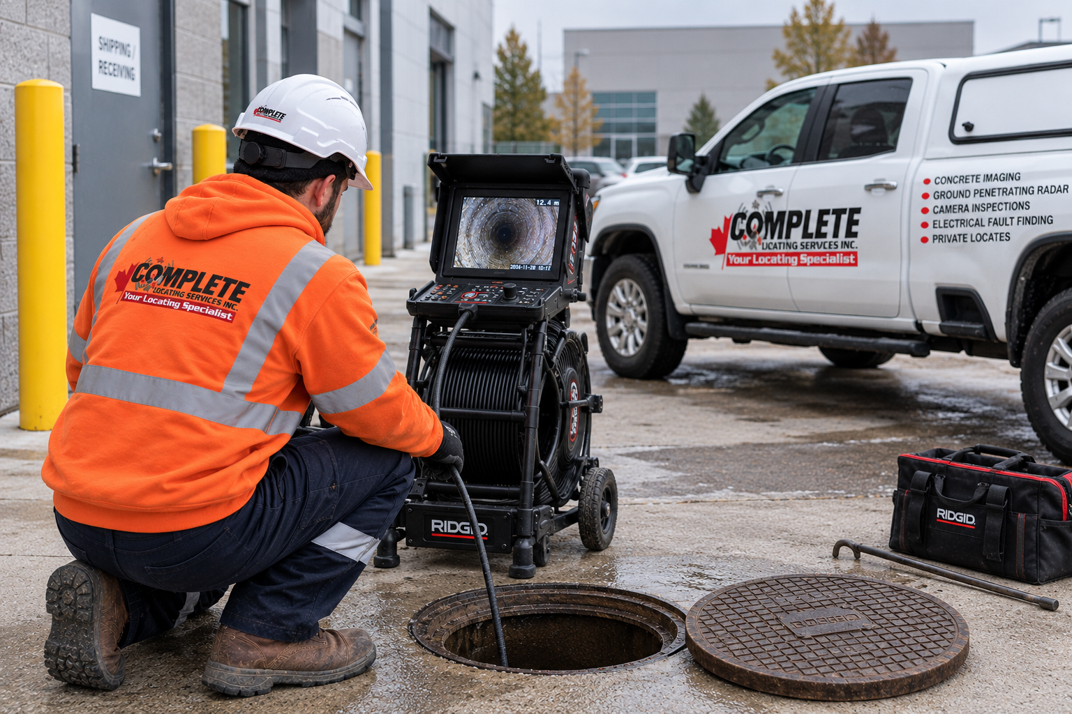 Industrial Drain Inspection in Progress